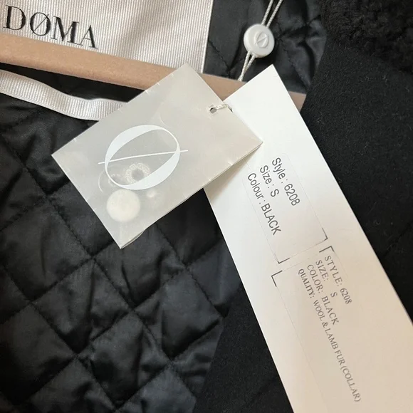 Doma Wool Lamb Fur Black Biker Jacket NWT 6208 - Picture 8 of 11